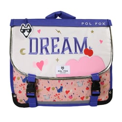 Cartable scolaire 35 cm - POL FOX Dream - Rose - réversible, 1 compartiment, motif chat, cœur et rêve