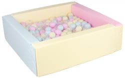Piscine à balles carrée avec 300 balles – rose, bleu, jaune p/transparent, rose p, bleu p, jaune p - Velinda