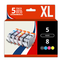 Pack compatible PGI-5/CLI-8 5 cartouches - 123CONSOMMABLES