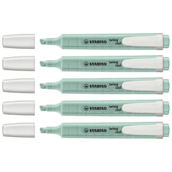 Lot de 5 surligneurs de poche pointe biseautée 1-4 mm - STABILO - Turquoise - Swing Cool Pastel Edition