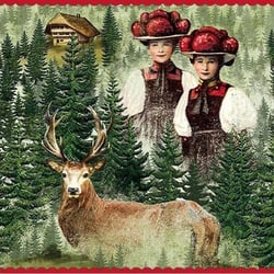Lot de 4 serviettes en papier découpage collage 33 cm DANS LA FORET A 1002