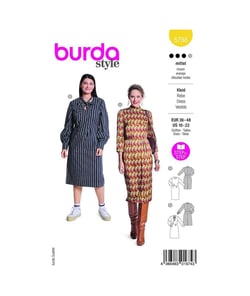 Patron Burda 5798 - Robe vintage taille n°FR 36-48