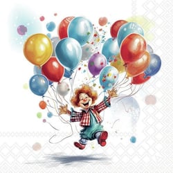 Lot de 4 serviettes en papier découpage collage 33 cm CLOWN BALLON