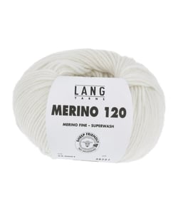 Pelote de laine à tricoter MERINO 120 - Lang Yarns Blanc (001)