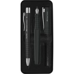 Stylo à bille et stylo plume - Noir - Encre bleue - Soft touch - Grip - Faber-castell - Poly Ball