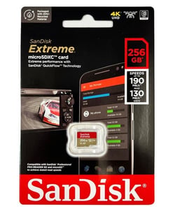 Carte mémoire micro SD SANDISK Extreme Plus - microSDXC - 256 Go - Noir et Rouge