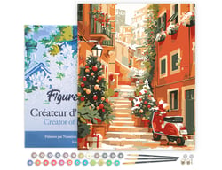 Peinture par Numéro Figured'Art avec Cadre - Escalier enneigé à Noël - Kit de Loisir Créatif DIY Numéro d'Art Complet - 40x50cm toile tendue sur châssis