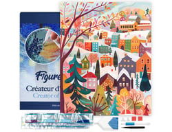 Diamond Painting Broderie Diamant Figured’Art 40x50cm toile tendue sur châssis en bois - diamants carrés - Village Hivernal Coloré