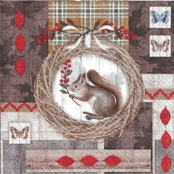 Lot de 4 serviettes en papier découpage collage 33 cm ANIMAUX DE LA FORET A 440