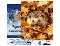 Diamond Painting Broderie Diamant Figured’Art 40x50cm toile tendue sur châssis en bois - diamants carrés - Hérisson dans les feuilles d'Automne