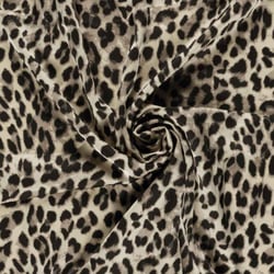 Tissu Satin Duchesse Felindra motifs léopard sur fond Beige