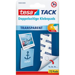 Pastilles adhésives - Transparent - Repositionnable - Pour petits objets - 72 pièces - TESA