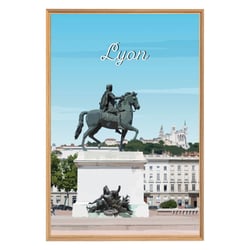 Tableau mural encadré illustration place Bellecour Lyon 65x97 cm