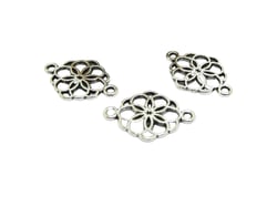 4 Pendentifs Connecteurs fleur ajourée 21*15mm argent vieilli