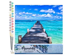 Peinture par Numéro Figured'Art - Ponton sur mer paradisiaque - Kit de Loisir Créatif DIY Numéro d'Art Complet - 40x50cm sans châssis en bois