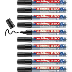 Lot de 10 marqueurs pour tableaux blancs - EDDING - Pointe ronde 1,5-3 mm - Noir - 250