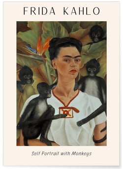 Affiche Frida Kahlo « Self Portrait with Monkeys » | A3 : 29,7x42cm