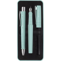 Stylo à bille et stylo plume - Vert turquoise - Encre bleue - Soft touch - Grip - Faber-castell - Poly Ball