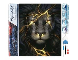 Diamond Painting Broderie Diamant Figured’Art 40x50cm toile entière roulée avec diamants carrés - Lion Eclair