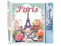 Peinture par Numéro Figured'Art - Affiche de voyage Paris en fleurs - Kit de Loisir Créatif DIY Numéro d'Art Complet - 40x50cm sans châssis en bois