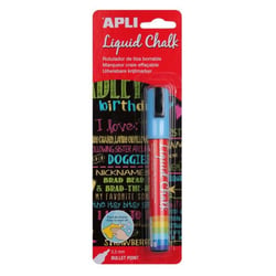 Apli 13955 - Marqueur craie liquide effaçable pointe ronde écriture bleue diàmètre 5.5mm