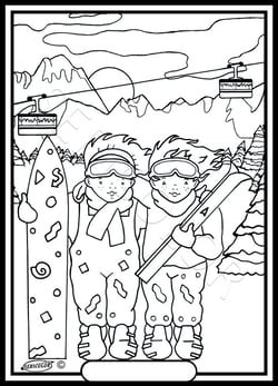 Tableau velours a colorier Les enfants au ski Sericolor
