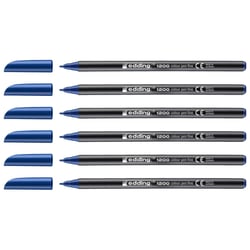 Lot de 6 feutres de coloriage pointe fine 1 mm - EDDING - Bleu Acier - 1200