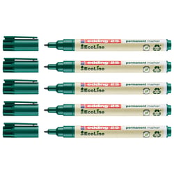 Lot de 5 marqueurs permanents pointe fine 1 mm - EDDING EcoLine - Vert