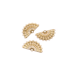 5 embellissements éventails en métal doré