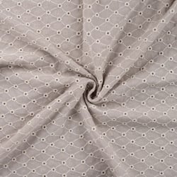 Tissu Gaze de Coton motifs brodés sur fond Beige sable