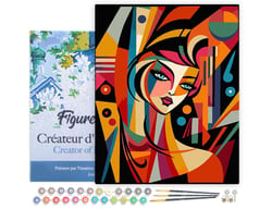 Peinture par Numéro Figured'Art avec Cadre - Femme abstraite style Picasso - Kit de Loisir Créatif DIY Numéro d'Art Complet - 40x50cm toile tendue sur châssis