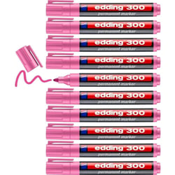 Lot de 10 marqueurs permanents - EDDING - Pointe ronde 1,5-3 mm - Rose
