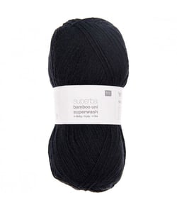 Pelote de laine à chaussettes à tricoter Superba bamboo UNI superwash - Rico Design Noir (006 - NOIR)
