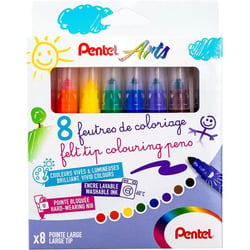 8 feutres de coloriage - Pour enfant - Pointe large - Lavable - Pentel Arts