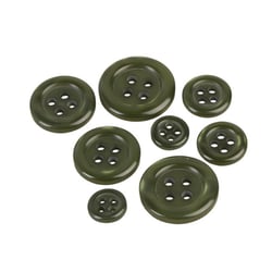 Lot de 3 boutons ronds 4 trous vert sapin