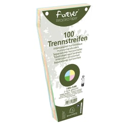 Paquet 100 fiches intercalaires trapézoïdales unies perforées Forever - 105x240mm - Couleurs assorties - x 6 - Exacompta