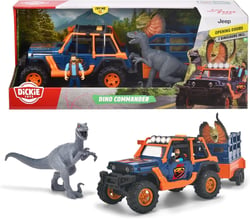 Commandant de Dinosaures - Dickie - 1 Jeep Wrangler avec remorque + 1 figurine articulée + 2 dinosaures
