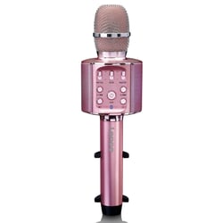 LENCO BMC-090PK - Microphone sans-fil pour Karaoké - Fonction haut-parleur et éclairage - Rose