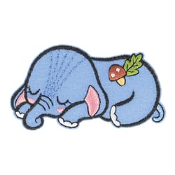 Ecusson thermocollant animal endormi tissu bio éléphant 6cm x 3cm