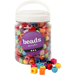 Seau de Perles Plastique, dim. 11 mm, diamètre intérieur 7 mm, ca. 330 pièce, ass. de couleurs, 420 gr, 700 ml/ 1 boîte