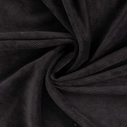 Tissu Velours Côtelé lavé  Eden envers fausse fourrure uni  Noir