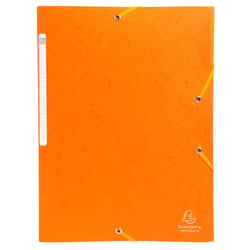 Chemises à élastiques carte lustrée 3 rabats monobloc - Orange - x 50 - Exacompta