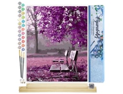 Peinture par Numéro Figured'Art - Banc dans le Parc - Kit de Loisir Créatif DIY Numéro d'Art Complet - 40x50cm toile roulée + châssis en bois à monter