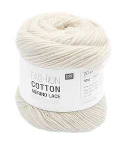 Fashion Cotton Merino Lace Solid Colours de Rico Design : Élégance et légèreté au bout des aiguilles 02 Ecru