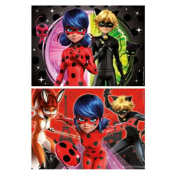 2 puzzles miraculous : ladybug, chat noir et rena rouge 2 x 48 pieces - dessin animé - educa - 19968