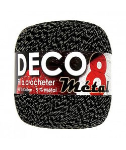 Coton à crocheter DECO 8M - Distrifil Noir (NOIR DORE)