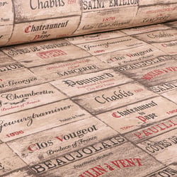 Tissu Toile de Coton Cuvée de vins sur fond Beige - Au mètre