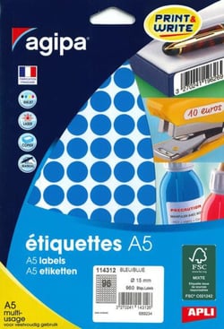 Pastilles bleue multi-usage Ø 15 mm 10 feuilles