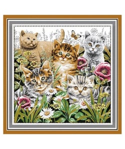 Tissu carré jacquard 48x48 chats
