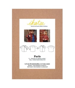 Pochette patron de couture PARIS Chemise mixte taille n°FR 3-12 ans